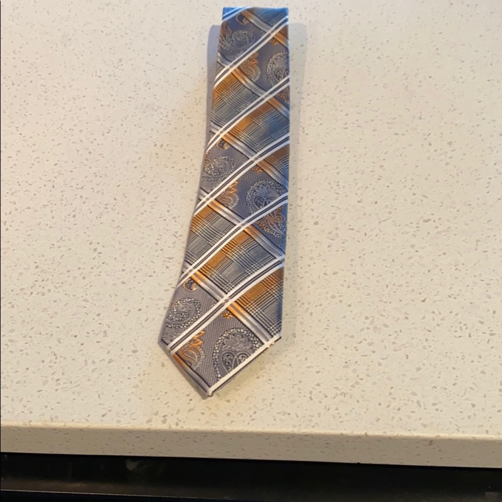 Men’s Orange and  Gray Striped Tie